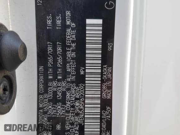 ✅ 2023 Toyota 4Runner SR5 Premium • VIN: JTENU5JR5P6120092 • Лот: 72053035. Опубликован ранее на Copart с пробегом 69 791 миль. Бесплатный доступ к архиву аукционных продаж из США и подробный отчёт об истории автомобиля на DreamBid. Изображение 13.