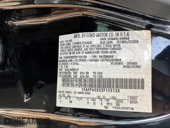 ✅ 2002 Ford Mustang GT Deluxe • VIN: 1FAFP42X22F155128 • Lot: 80759665. Listed on Copart with 111,132 mi. Free auction sales archive from the USA and detailed vehicle history report at DreamBid. Image 10.