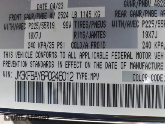 ✅ 2023 Mazda CX-5 2.5 Turbo • VIN: JM3KFBAY6P0246012 • Lot: 42454012. Wystawiony na IAAI z przebiegiem 7 043 mil. Bezpłatny archiwum sprzedaży aukcyjnych z USA i szczegółowy raport historii pojazdu na DreamBid. Zdjęcie 9.