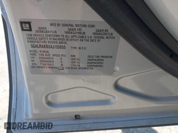 ✅ 2010 Buick Enclave CX • VIN: 5GALRAED2AJ103650 • Lot: 42497304. Wystawiony na IAAI z przebiegiem 98 620 mil. Bezpłatny archiwum sprzedaży aukcyjnych z USA i szczegółowy raport historii pojazdu na DreamBid. Zdjęcie 9.