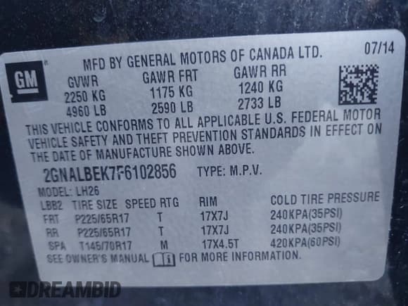 ✅ 2015 Chevrolet Equinox LT • VIN: 2GNALBEK7F6102856 • Lot: 43716166. Listed on IAAI with 145,016 mi. Free auction sales archive from the USA and detailed vehicle history report at DreamBid. Image 9.