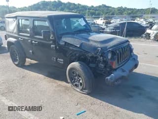 ✅ 2018 Jeep Wrangler Unlimited Sport S • VIN: 1C4HJXDN9JW228172 • Лот: 42947317. Опубликован ранее на IAAI с пробегом 100 101 миль. Бесплатный доступ к архиву аукционных продаж из США и подробный отчёт об истории автомобиля на DreamBid. Изображение 1.