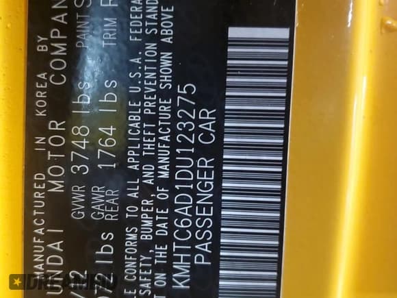 ✅ 2013 Hyundai Veloster w/Gray Int • VIN: KMHTC6AD1DU123275 • Lot: 81705064. Wystawiony na Copart z przebiegiem 72 252 mil. Bezpłatny archiwum sprzedaży aukcyjnych z USA i szczegółowy raport historii pojazdu na DreamBid. Zdjęcie 12.