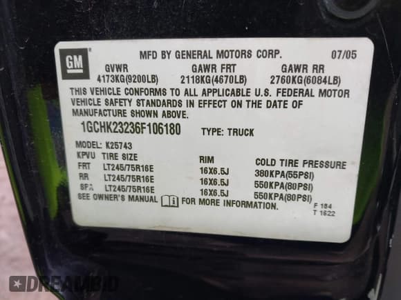 ✅ 2006 Chevrolet Silverado 2500HD LT1 • VIN: 1GCHK23236F106180 • Лот: 43477789. Опубликован ранее на IAAI с пробегом 287 195 миль. Бесплатный доступ к архиву аукционных продаж из США и подробный отчёт об истории автомобиля на DreamBid. Изображение 9.