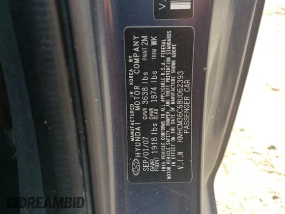 2008 Hyundai Accent GS z VIN KMHCM36C68U062393, wystawiony jako Copart lot #66942354 z przebiegiem 204 674 mil mil oraz Szkoda całkowita • Salvage title. Historia ofert i sprzedaży dostępna na DreamBid. Obrazek 12.