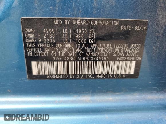 ✅ 2018 Subaru Impreza Special Sports • VIN: 4S3GTAL69J3745180 • Lot: 81788245. Wystawiony na Copart z przebiegiem 92 463 mil. Bezpłatny archiwum sprzedaży aukcyjnych z USA i szczegółowy raport historii pojazdu na DreamBid. Zdjęcie 12.