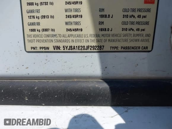 ✅ 2018 Tesla Model S 75D • VIN: 5YJSA1E20JF292287 • Лот: 43043960. Опубликован ранее на IAAI с пробегом 88 309 миль. Бесплатный доступ к архиву аукционных продаж из США и подробный отчёт об истории автомобиля на DreamBid. Изображение 9.