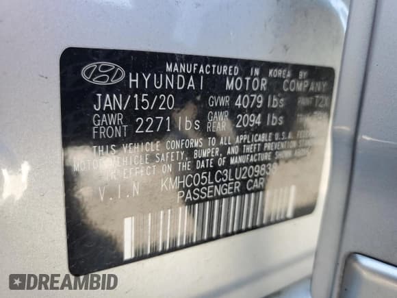 ✅ 2020 Hyundai Ioniq Limited • VIN: KMHC05LC3LU209838 • Lot: 52427185. Wystawiony na Copart z przebiegiem 59 848 mil. Bezpłatny archiwum sprzedaży aukcyjnych z USA i szczegółowy raport historii pojazdu na DreamBid. Zdjęcie 12.