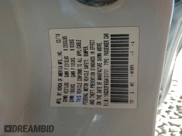 ✅ 2016 Honda Accord EX-L • VIN: 1HGCR2F85GA131717 • Лот: 94421345. Опубликован ранее на Copart с пробегом 248 651 миль. Бесплатный доступ к архиву аукционных продаж из США и подробный отчёт об истории автомобиля на DreamBid. Изображение 12.