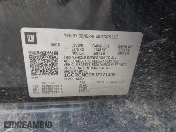 ✅ 2018 Chevrolet Silverado 1500 Work Truck • VIN: 1GCRCNEC5JZ371408 • Lot: 42806099. Wystawiony na IAAI z przebiegiem 167 207 mil. Bezpłatny archiwum sprzedaży aukcyjnych z USA i szczegółowy raport historii pojazdu na DreamBid. Zdjęcie 9.