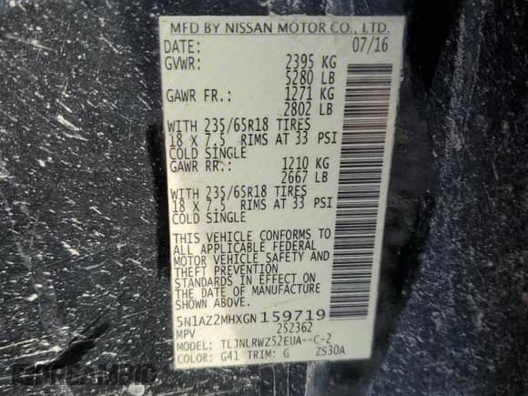 ✅ 2016 Nissan Murano SV • VIN: 5N1AZ2MHXGN159719 • Lot: 82520605. Wystawiony na Copart z przebiegiem 129 227 mil mil. Skorzystaj z bezpłatnego archiwum sprzedaży aukcyjnych z USA i zobacz szczegółowy raport historii pojazdu na DreamBid. Zdjęcie 13.