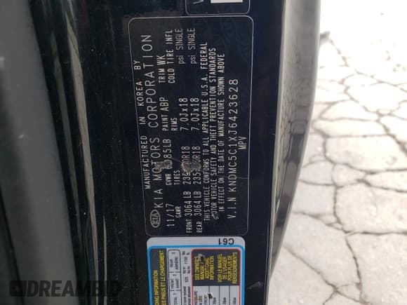 ✅ 2018 Kia Sedona SX • VIN: KNDMC5C1XJ6423628 • Lot: 90980445. Listed on Copart with 97,656 mi. Free auction sales archive from the USA and detailed vehicle history report at DreamBid. Image 14.