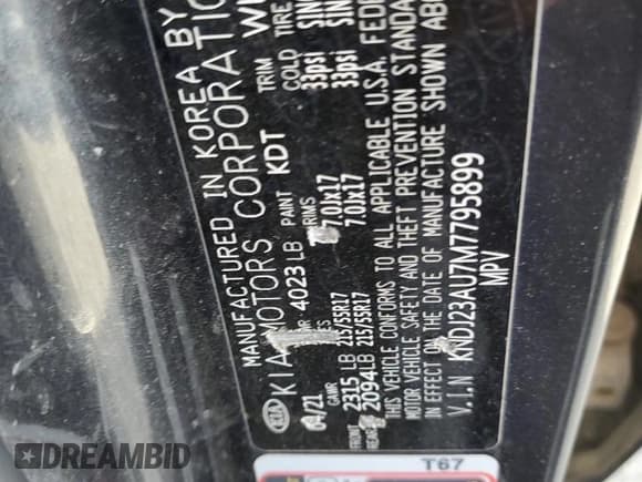 ✅ 2021 Kia Soul LX • VIN: KNDJ23AU7M7795899 • Lot: 93537305. Listed on Copart with 67,364 mi. Free auction sales archive from the USA and detailed vehicle history report at DreamBid. Image 12.