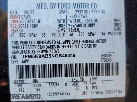 ✅ 2022 Ford Police Interceptor Utility • VIN: 1FM5K8AB5NGB49349 • Lot: 92612935. Wystawiony na Copart z przebiegiem 24 831 mil. Bezpłatny archiwum sprzedaży aukcyjnych z USA i szczegółowy raport historii pojazdu na DreamBid. Zdjęcie 14.