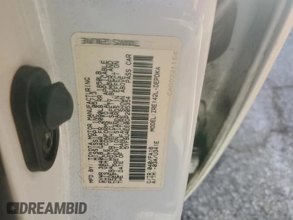 ✅ 2013 Toyota Corolla L • VIN: 5YFBU4EE0DP205354 • Lot: 92176175. Listed on Copart with 131,743 mi. Free auction sales archive from the USA and detailed vehicle history report at DreamBid. Image 12.