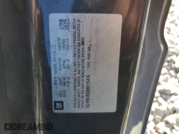 ✅ 2017 Chevrolet Camaro 1LT • VIN: 1G1FB1RS8H0115416 • Лот: 86863465. Опубликован ранее на Copart с пробегом 150 530 миль. Бесплатный доступ к архиву аукционных продаж из США и подробный отчёт об истории автомобиля на DreamBid. Изображение 12.