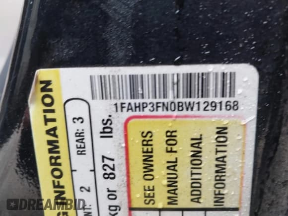 ✅ 2011 Ford Focus SE • VIN: 1FAHP3FN0BW129168 • Лот: 43669832. Опубликован ранее на IAAI с пробегом 220 017 миль. Бесплатный доступ к архиву аукционных продаж из США и подробный отчёт об истории автомобиля на DreamBid. Изображение 9.