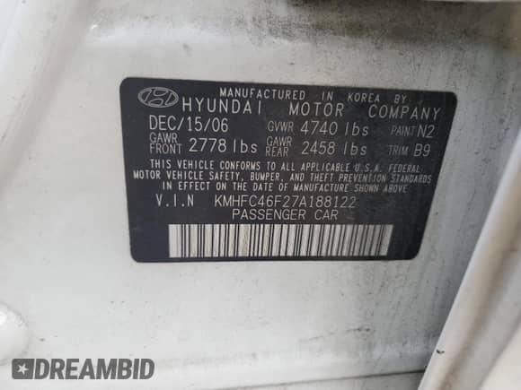 2007 Hyundai Azera SE с VIN KMHFC46F27A188122, выставлен на аукционе Copart как лот 64731965 с пробегом 128 937 миль миль и Списание • Salvage title. История ставок и продаж доступна на DreamBid. Изображение 12.