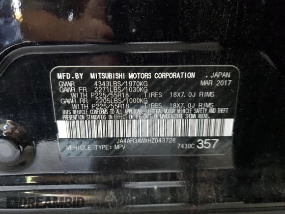 ✅ 2017 Mitsubishi Outlander SE • VIN: JA4AR3AWXHZ043728 • Лот: 60508665. Опубликован ранее на Copart с пробегом 77 130 миль. Бесплатный доступ к архиву аукционных продаж из США и подробный отчёт об истории автомобиля на DreamBid. Изображение 13.