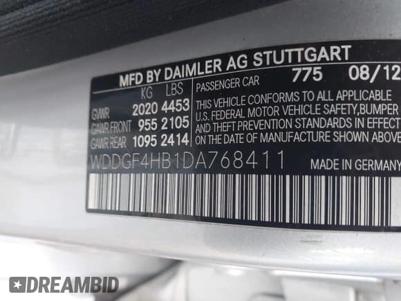 ✅ 2013 Mercedes-Benz C 250 Sport • VIN: WDDGF4HB1DA768411 • Lot: 43664321. Listed on IAAI with 168,839 mi. Free auction sales archive from the USA and detailed vehicle history report at DreamBid. Image 9.