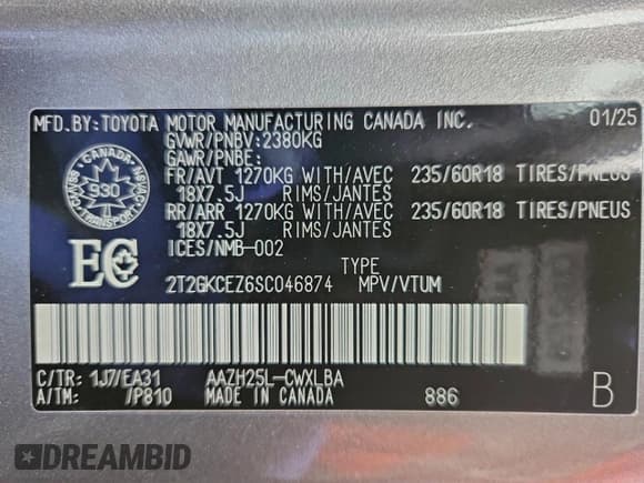 ✅ 2025 Lexus NX 350h Premium • VIN: 2T2GKCEZ6SC046874 • Лот: 94217485. Опубликован ранее на Copart с пробегом 5 049 миль. Бесплатный доступ к архиву аукционных продаж из США и подробный отчёт об истории автомобиля на DreamBid. Изображение 13.