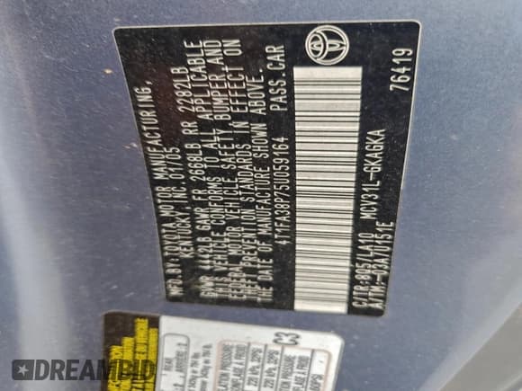 ✅ 2005 Toyota Solara SLE • VIN: 4T1FA38P75U059164 • Lot: 93845115. Wystawiony na Copart z przebiegiem 181 629 mil. Bezpłatny archiwum sprzedaży aukcyjnych z USA i szczegółowy raport historii pojazdu na DreamBid. Zdjęcie 12.