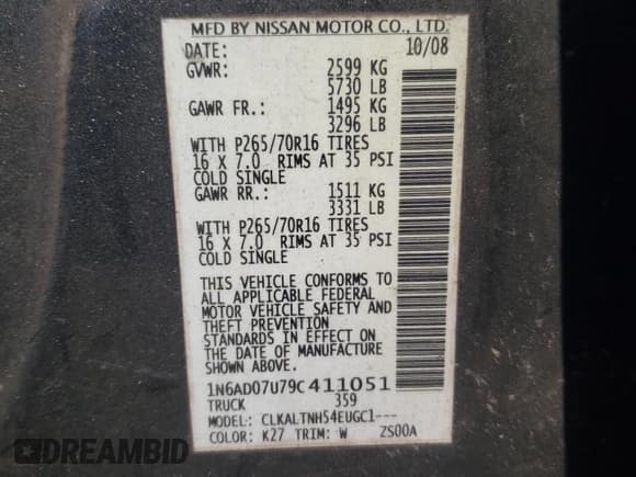 ✅ 2009 Nissan Frontier SE • VIN: 1N6AD07U79C411051 • Lot: 81083185. Wystawiony na Copart z przebiegiem 278 604 mil. Bezpłatny archiwum sprzedaży aukcyjnych z USA i szczegółowy raport historii pojazdu na DreamBid. Zdjęcie 13.