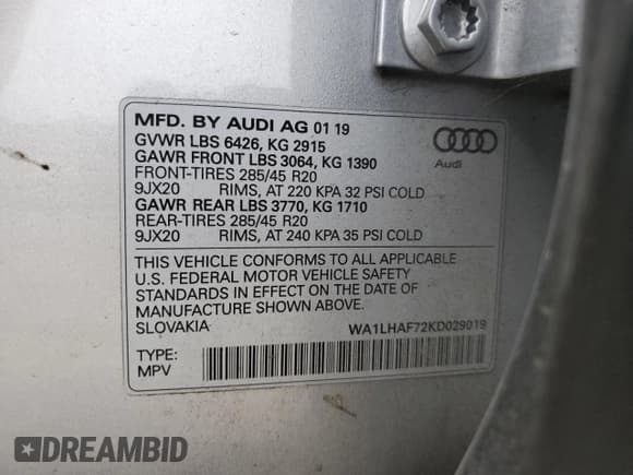 ✅ 2019 Audi Q7 Premium Plus • VIN: WA1LHAF72KD029019 • Lot: 92445365. Wystawiony na Copart z przebiegiem 114 246 mil. Bezpłatny archiwum sprzedaży aukcyjnych z USA i szczegółowy raport historii pojazdu na DreamBid. Zdjęcie 13.