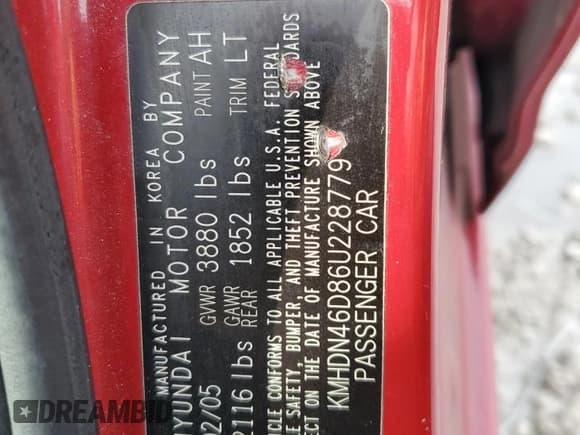 ✅ 2006 Hyundai Elantra GLS • VIN: KMHDN46D86U228779 • Lot: 45178085. Wystawiony na Copart z przebiegiem 205 019 mil. Bezpłatny archiwum sprzedaży aukcyjnych z USA i szczegółowy raport historii pojazdu na DreamBid. Zdjęcie 12.