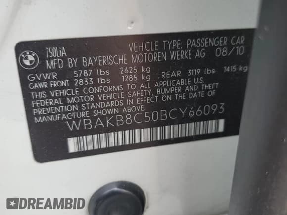 ✅ 2011 BMW 7 Series 750Li • VIN: WBAKB8C50BCY66093 • Лот: 70841505. Опубликован ранее на Copart с пробегом 132 578 миль. Бесплатный доступ к архиву аукционных продаж из США и подробный отчёт об истории автомобиля на DreamBid. Изображение 12.