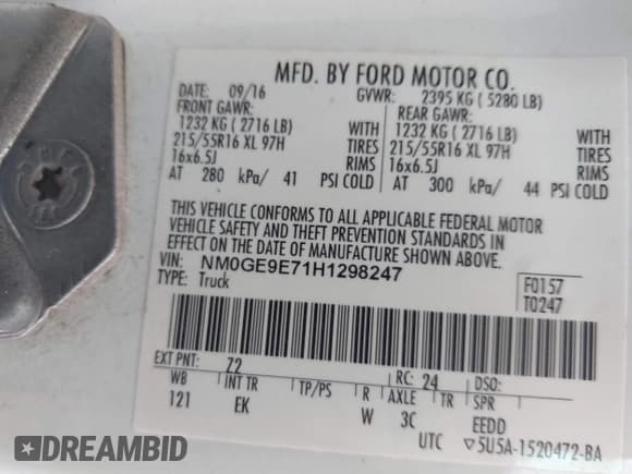 ✅ 2017 Ford Transit Connect XL • VIN: NM0GE9E71H1298247 • Лот: 43833138. Опубликован ранее на IAAI с пробегом 108 931 миль. Бесплатный доступ к архиву аукционных продаж из США и подробный отчёт об истории автомобиля на DreamBid. Изображение 9.