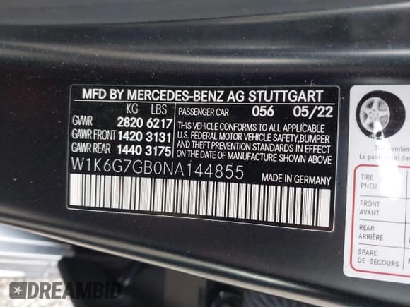 ✅ 2022 Mercedes-Benz S 580 • VIN: W1K6G7GB0NA144855 • Lot: 43654945. Wystawiony na IAAI z przebiegiem 50 188 mil. Bezpłatny archiwum sprzedaży aukcyjnych z USA i szczegółowy raport historii pojazdu na DreamBid. Zdjęcie 9.