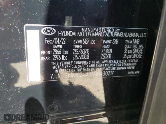 ✅ 2022 Hyundai Santa Fe SEL • VIN: 5NMS24AJ2NH430217 • Lot: 48084633. Wystawiony na Copart z przebiegiem 13 246 mil. Bezpłatny archiwum sprzedaży aukcyjnych z USA i szczegółowy raport historii pojazdu na DreamBid. Zdjęcie 12.