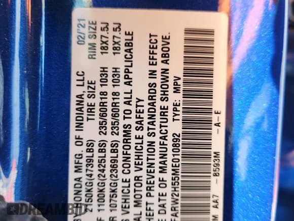 ✅ 2021 Honda CR-V EX • VIN: 7FARW2H55ME010892 • Лот: 90054815. Опубликован ранее на Copart с пробегом 60 639 миль. Бесплатный доступ к архиву аукционных продаж из США и подробный отчёт об истории автомобиля на DreamBid. Изображение 13.