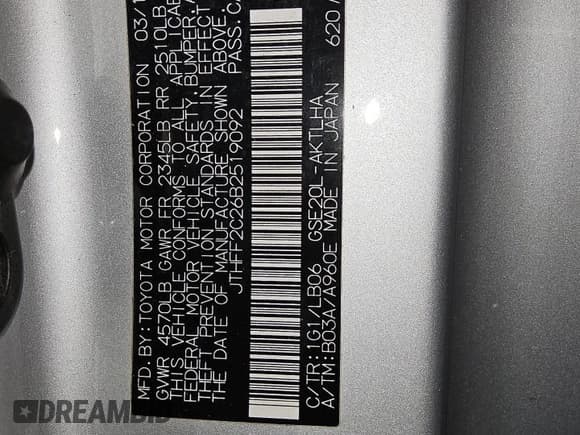 ✅ 2011 Lexus IS 250 C • VIN: JTHFF2C26B2519092 • Lot: 69091155. Wystawiony na Copart z przebiegiem 75 963 mil. Bezpłatny archiwum sprzedaży aukcyjnych z USA i szczegółowy raport historii pojazdu na DreamBid. Zdjęcie 12.