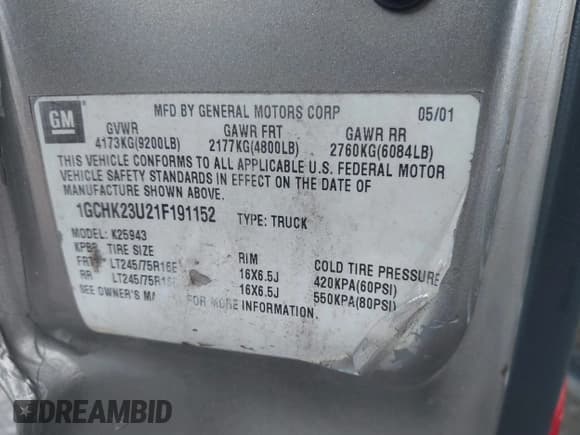 ✅ 2001 Chevrolet Silverado 2500HD LS • VIN: 1GCHK23U21F191152 • Лот: 41399309. Опубликован ранее на IAAI с пробегом 206 403 миль. Бесплатный доступ к архиву аукционных продаж из США и подробный отчёт об истории автомобиля на DreamBid. Изображение 9.