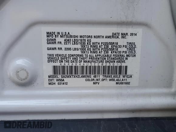 ✅ 2014 Mitsubishi Outlander SE • VIN: 4A4AR4AU5EE025613 • Лот: 92881545. Опубликован ранее на Copart с пробегом 181 724 миль. Бесплатный доступ к архиву аукционных продаж из США и подробный отчёт об истории автомобиля на DreamBid. Изображение 13.