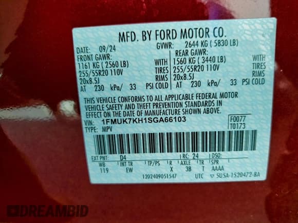 ✅ 2025 Ford Explorer ST-Line • VIN: 1FMUK7KH1SGA66103 • Lot: 93048815. Wystawiony na Copart z przebiegiem 25 543 mil. Bezpłatny archiwum sprzedaży aukcyjnych z USA i szczegółowy raport historii pojazdu na DreamBid. Zdjęcie 14.