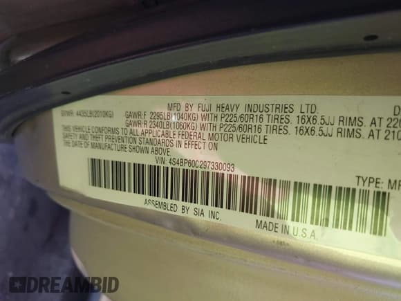 ✅ 2009 Subaru Outback • VIN: 4S4BP60C297330093 • Лот: 42738833. Опубликован ранее на IAAI с пробегом 154 979 миль. Бесплатный доступ к архиву аукционных продаж из США и подробный отчёт об истории автомобиля на DreamBid. Изображение 9.