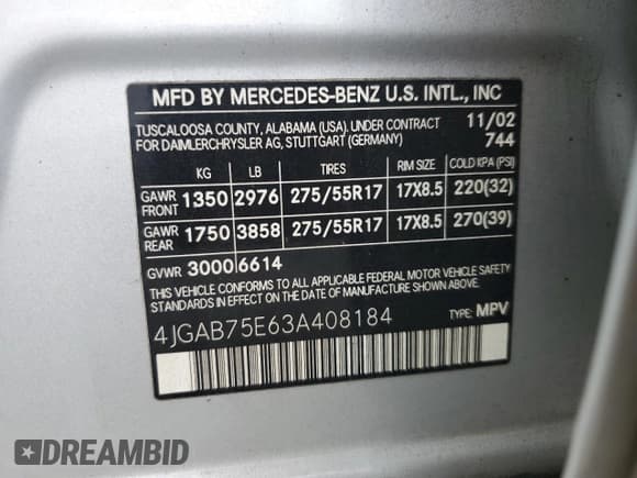 ✅ 2003 Mercedes-Benz M 500 • VIN: 4JGAB75E63A408184 • Lot: 59100705. Wystawiony na Copart z przebiegiem 187 530 mil. Bezpłatny archiwum sprzedaży aukcyjnych z USA i szczegółowy raport historii pojazdu na DreamBid. Zdjęcie 13.