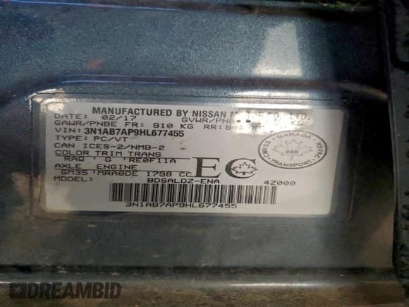 ✅ 2017 Nissan Sentra SV • VIN: 3N1AB7AP9HL677455 • Lot: 93081405. Listed on Copart with 129,935 mi. Free auction sales archive from the USA and detailed vehicle history report at DreamBid. Image 12.