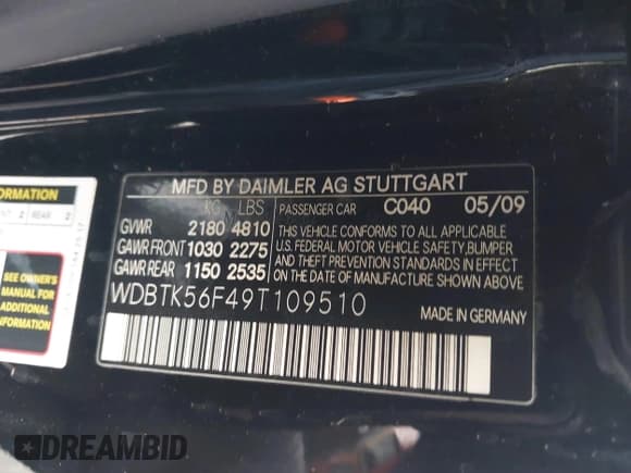 ✅ 2009 Mercedes-Benz CLK 350 • VIN: WDBTK56F49T109510 • Lot: 41721177. Wystawiony na IAAI z przebiegiem 100 828 mil. Bezpłatny archiwum sprzedaży aukcyjnych z USA i szczegółowy raport historii pojazdu na DreamBid. Zdjęcie 9.