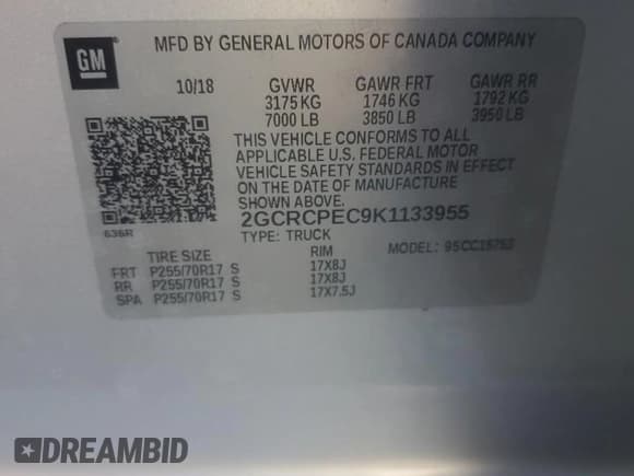 ✅ 2019 Chevrolet Silverado 1500 LT • VIN: 2GCRCPEC9K1133955 • Lot: 82591594. Wystawiony na Copart z przebiegiem 73 700 mil. Bezpłatny archiwum sprzedaży aukcyjnych z USA i szczegółowy raport historii pojazdu na DreamBid. Zdjęcie 12.