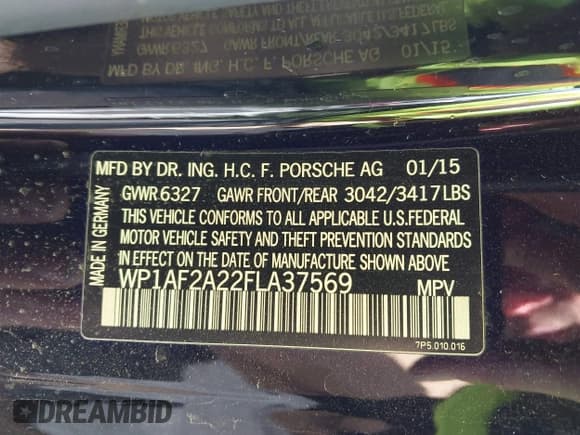 ✅ 2015 Porsche Cayenne Diesel • VIN: WP1AF2A22FLA37569 • Lot: 43646431. Listed on IAAI with 147,902 mi. Free auction sales archive from the USA and detailed vehicle history report at DreamBid. Image 9.