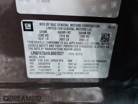 ✅ 2020 Buick Envision Essence • VIN: LRBFX2SA9LD087027 • Lot: 90086385. Listed on Copart with 89,845 mi. Free auction sales archive from the USA and detailed vehicle history report at DreamBid. Image 13.