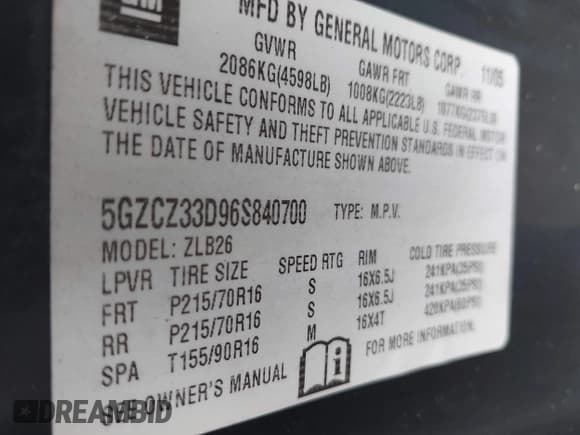 ✅ 2006 Saturn VUE • VIN: 5GZCZ33D96S840700 • Lot: 42342392. Wystawiony na IAAI z przebiegiem 107 429 mil. Bezpłatny archiwum sprzedaży aukcyjnych z USA i szczegółowy raport historii pojazdu na DreamBid. Zdjęcie 9.