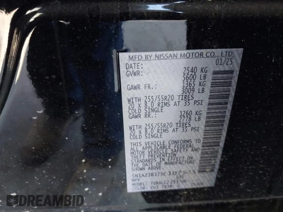 ✅ 2025 Nissan Murano SV • VIN: 5N1AZ3BJ7SC107545 • Lot: 43355166. Listed on IAAI with 1,366 mi. Free auction sales archive from the USA and detailed vehicle history report at DreamBid. Image 9.