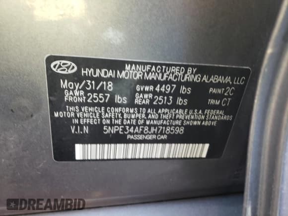 ✅ 2018 Hyundai Sonata Limited • VIN: 5NPE34AF8JH718598 • Lot: 36316203. Listed on Copart with 90,634 mi. Free auction sales archive from the USA and detailed vehicle history report at DreamBid. Image 12.