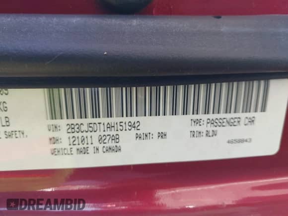 2010 Dodge Challenger R/T с VIN 2B3CJ5DT1AH151942, выставлен на аукционе IAAI как лот 43574453 с пробегом 226 340 миль миль и . История ставок и продаж доступна на DreamBid. Изображение 9.