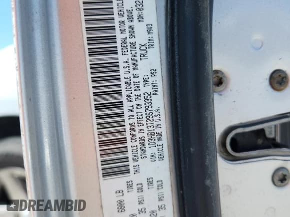 ✅ 2009 Dodge 1500 SLT • VIN: 1D3HB13T29S793352 • Lot: 85920065. Listed on Copart with 195,034 mi. Free auction sales archive from the USA and detailed vehicle history report at DreamBid. Image 12.